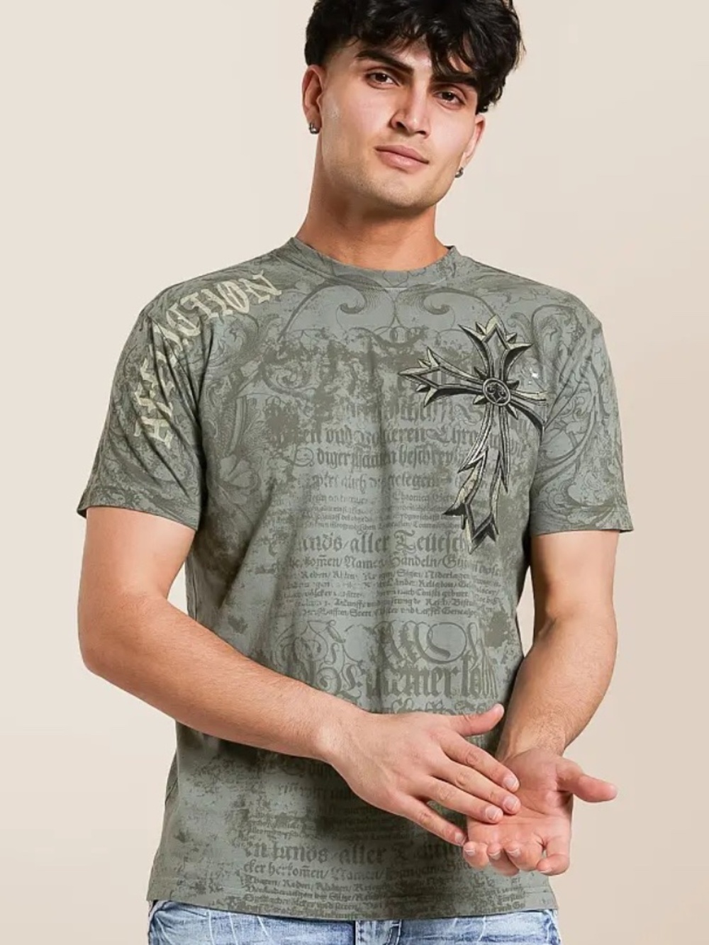 Affliction Rising Passage foiled graphic T shirt